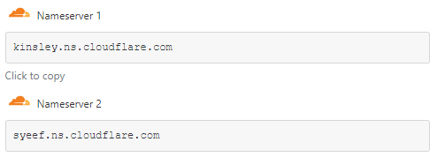 Example of cloudflare nameservers