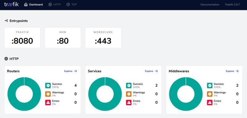 Screenshot of the Traefik dashboard